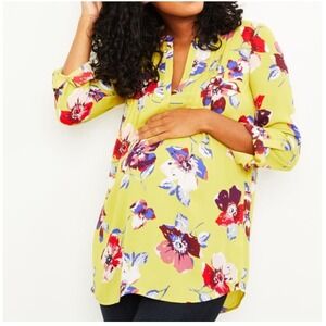 A Pea in the Pod Women's Floral Print Tunic Top Blouse Pregnancy Size S‎